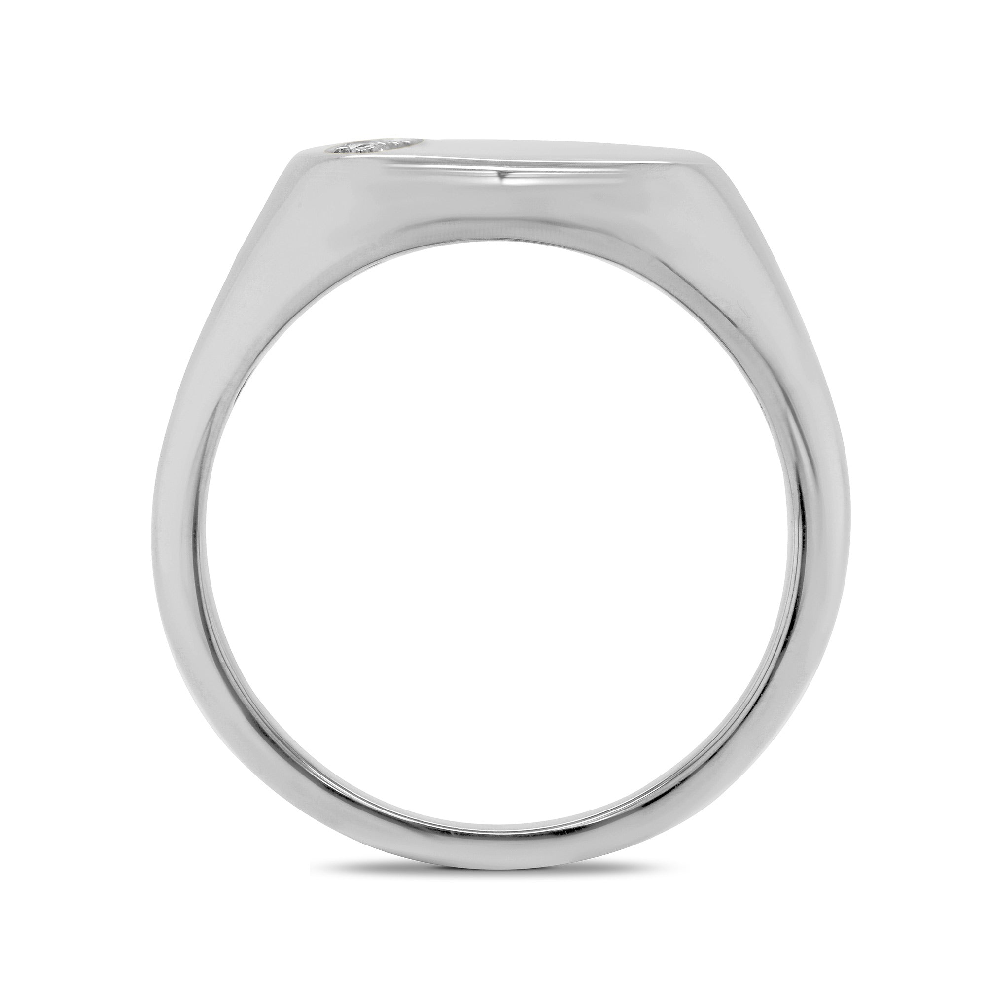 9ct white gold diamond set round ladies signet ring 0.05ct