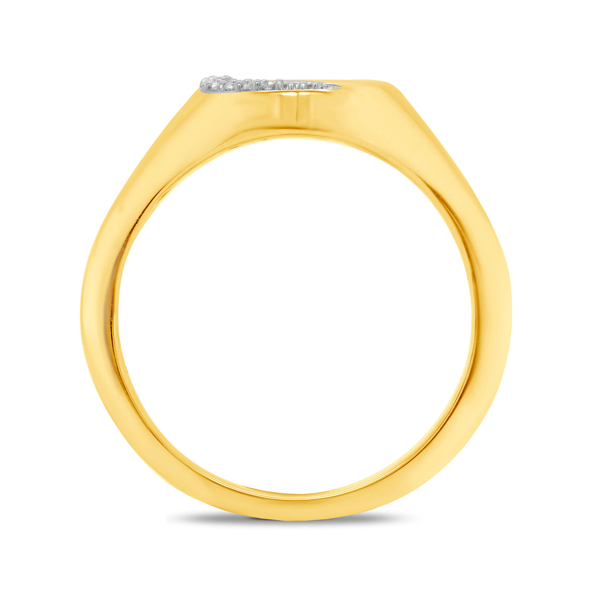 9ct gold diamond set round ladies signet ring 0.04ct