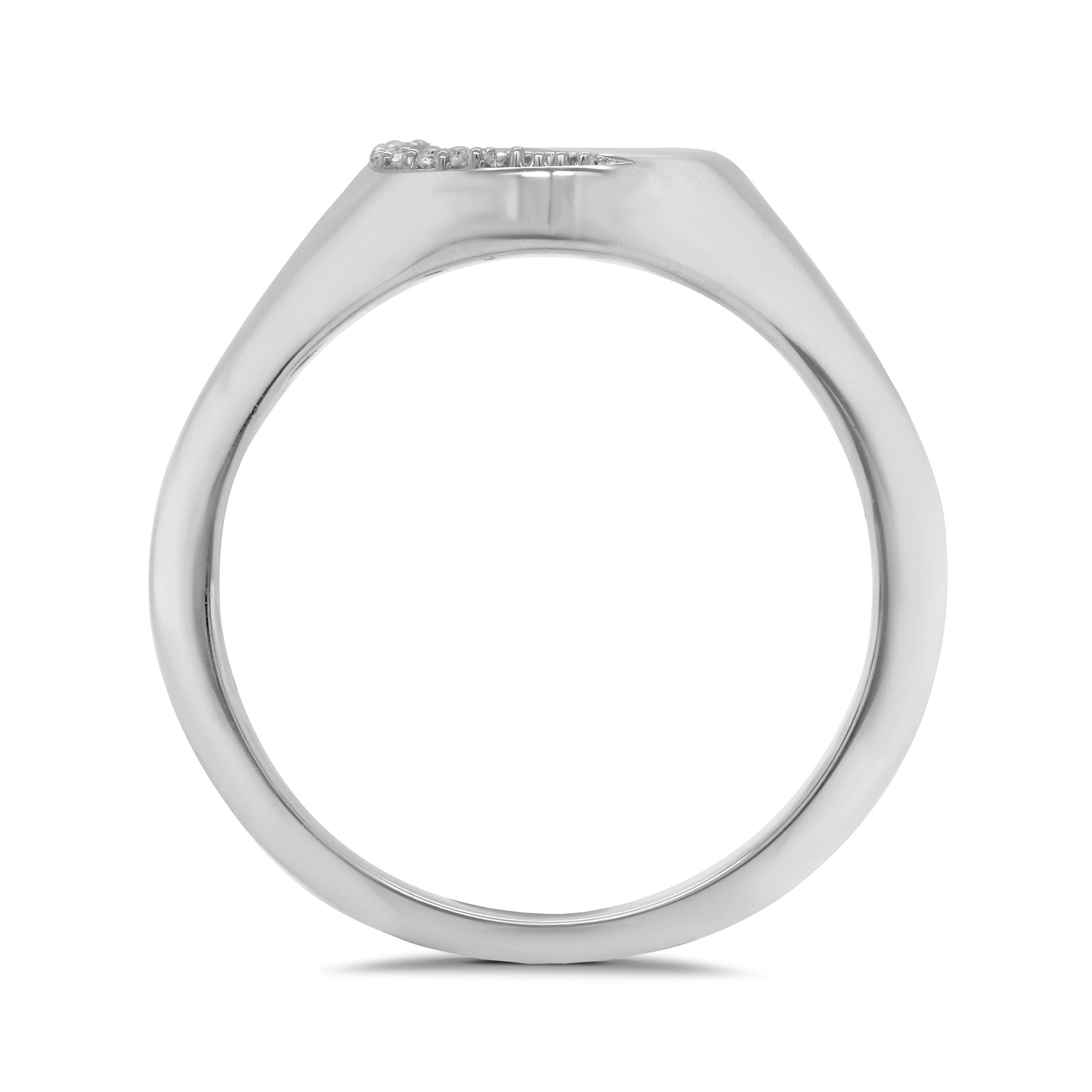 9ct white gold diamond set round ladies signet ring 0.04ct
