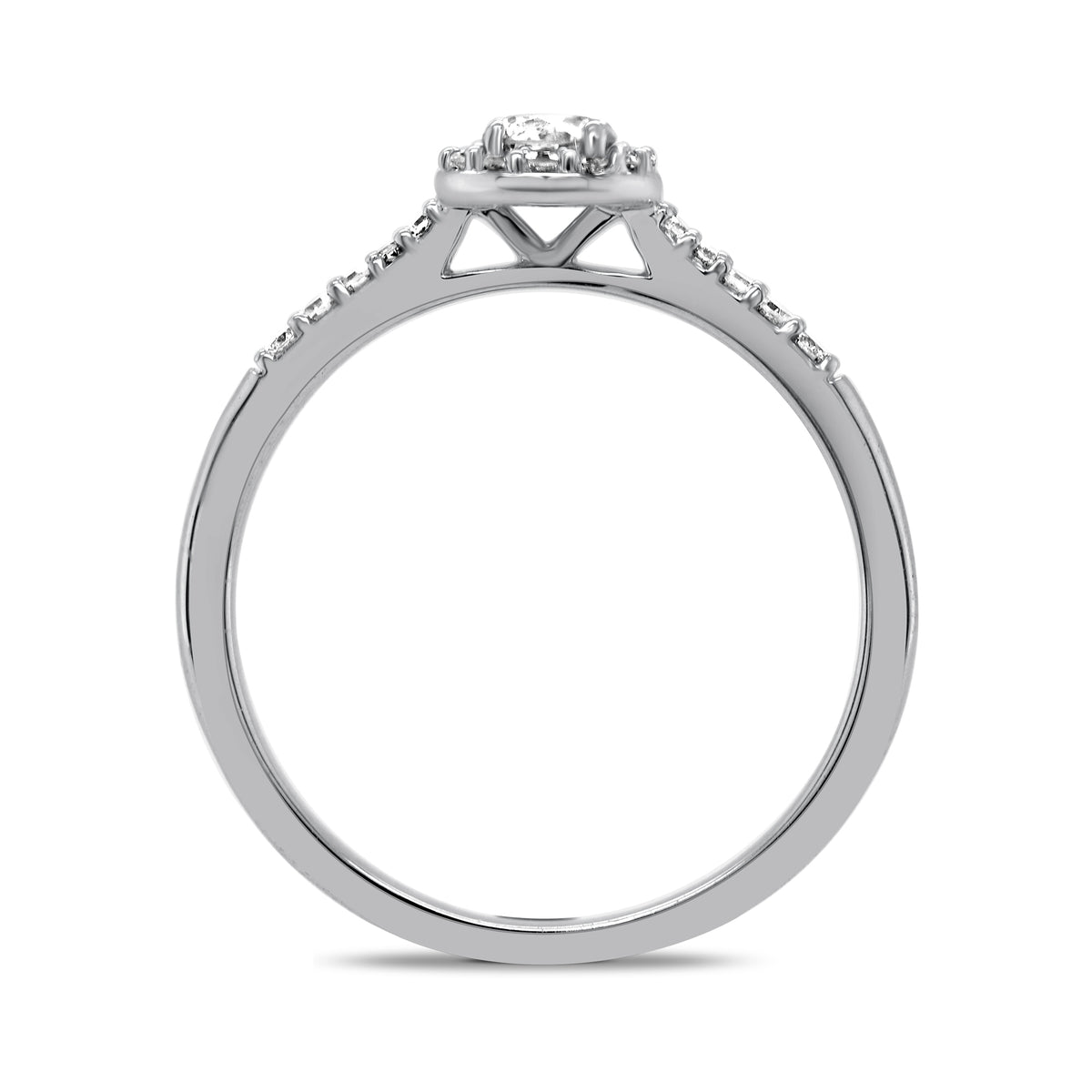 9ct white gold diamond halo cluster ring with diamond set shoulders 0.33ct