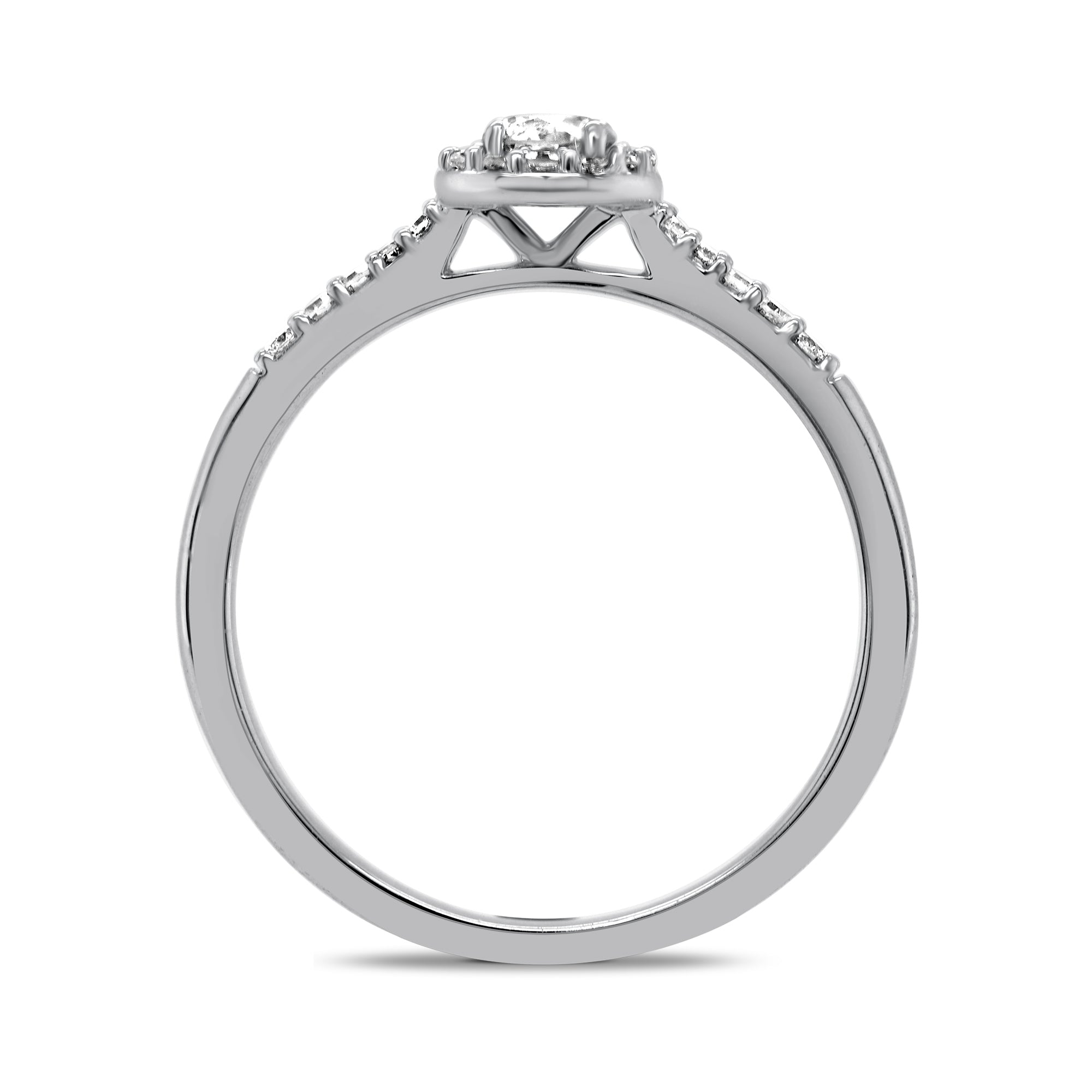 Platinum diamond halo cluster ring with diamond set shoulders 0.33ct H/Si