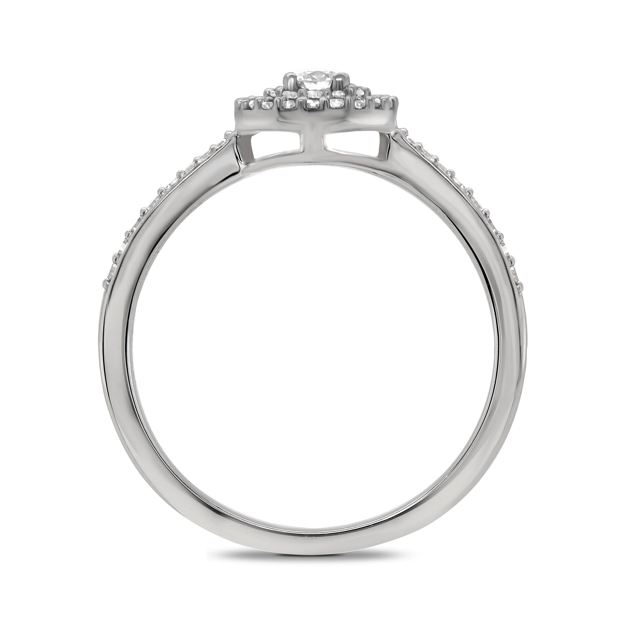 Platinum diamond halo cluster ring 0.25ct H/Si