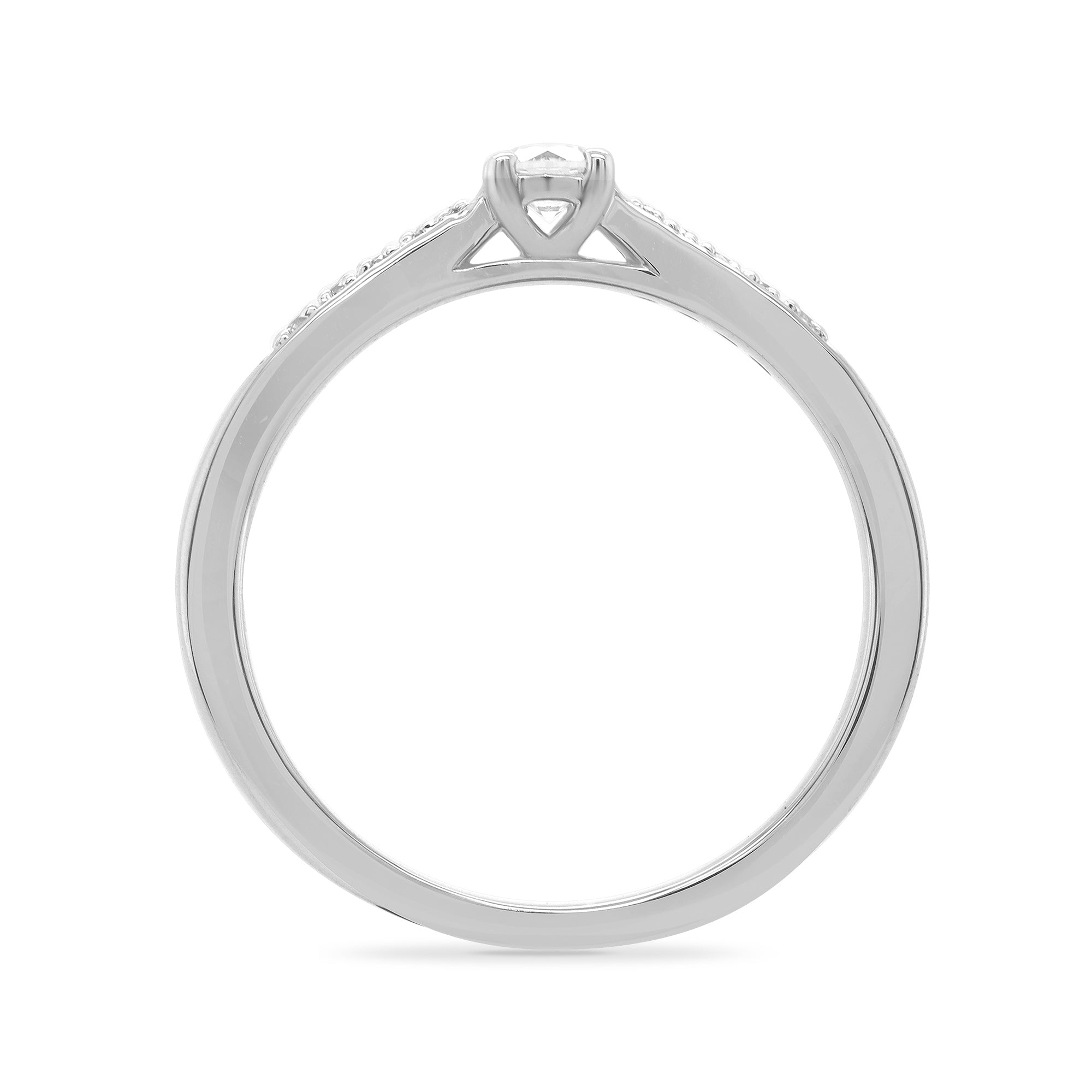 9ct white gold single stone diamond ring with diamond set shoulders 0.16ct