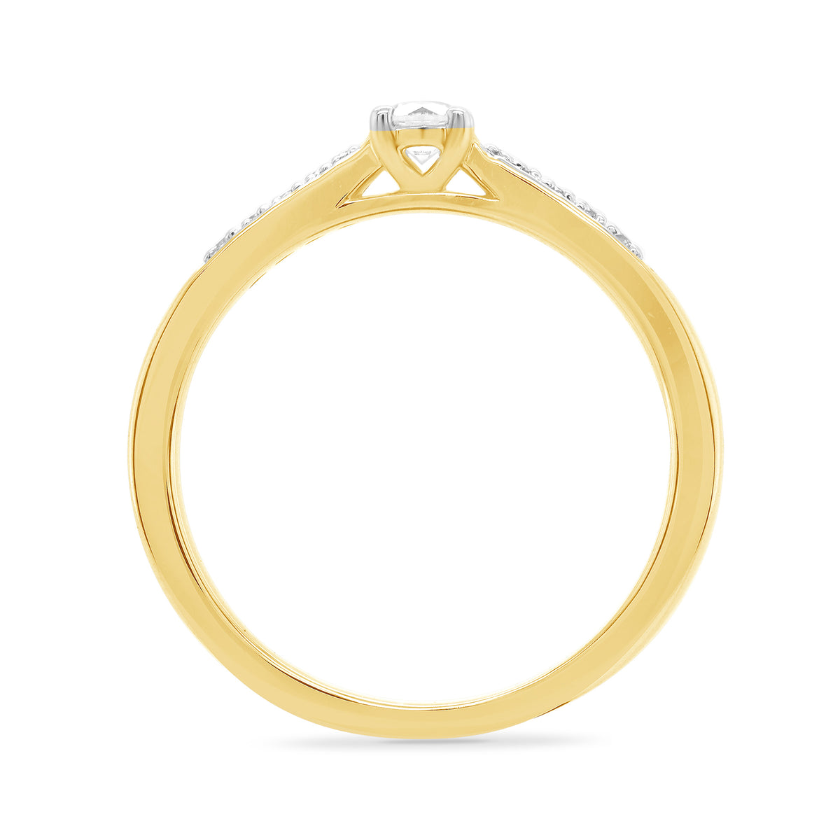 9ct gold single stone diamond ring with diamond set shoulders 0.21ct