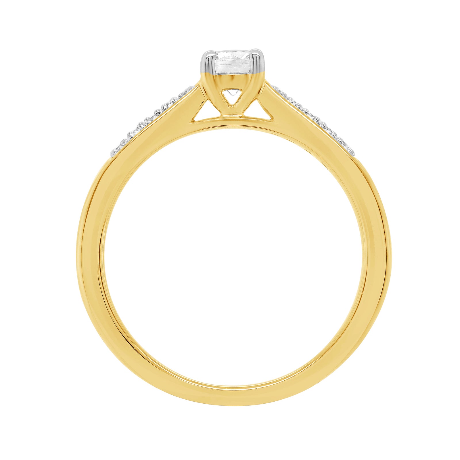9ct gold single stone diamond ring with diamond set shoulders 0.41ct