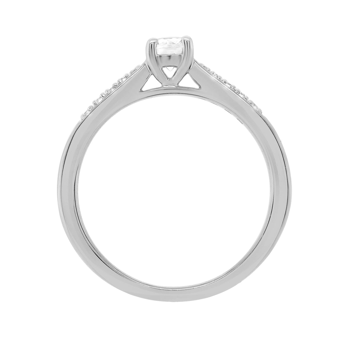 9ct white gold single stone diamond ring with diamond set shoulders 0.41ct