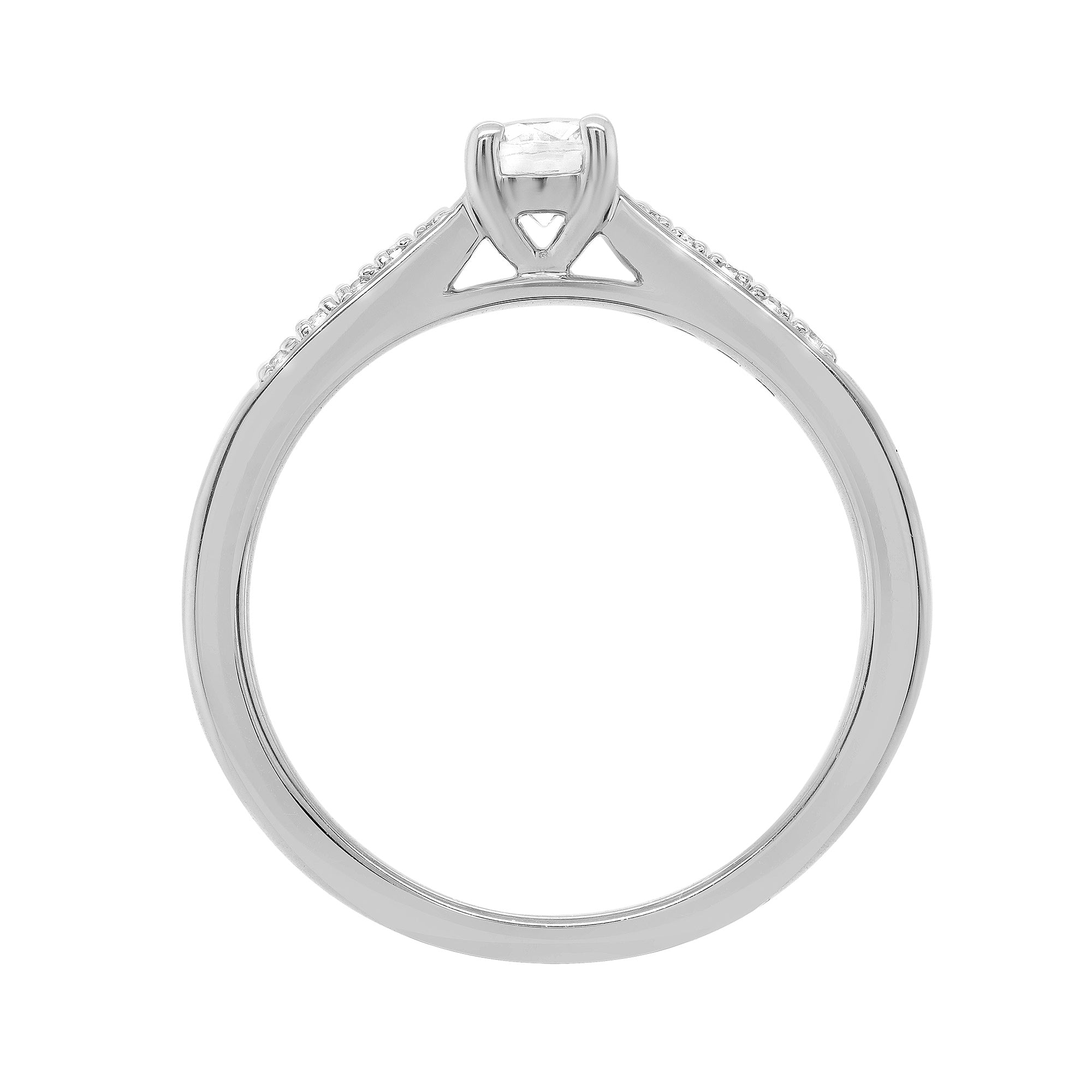 9ct white gold single stone diamond ring with diamond set shoulders 0.41ct