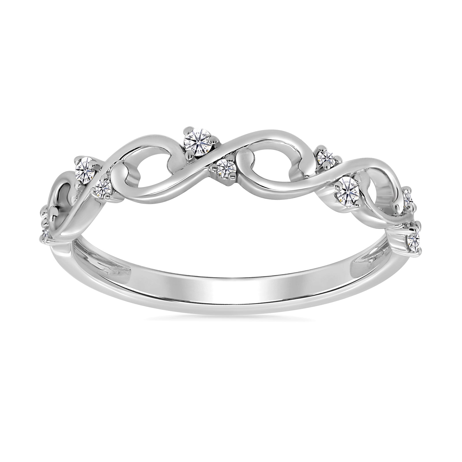 9ct white gold diamond set half eternity ring 0.10ct