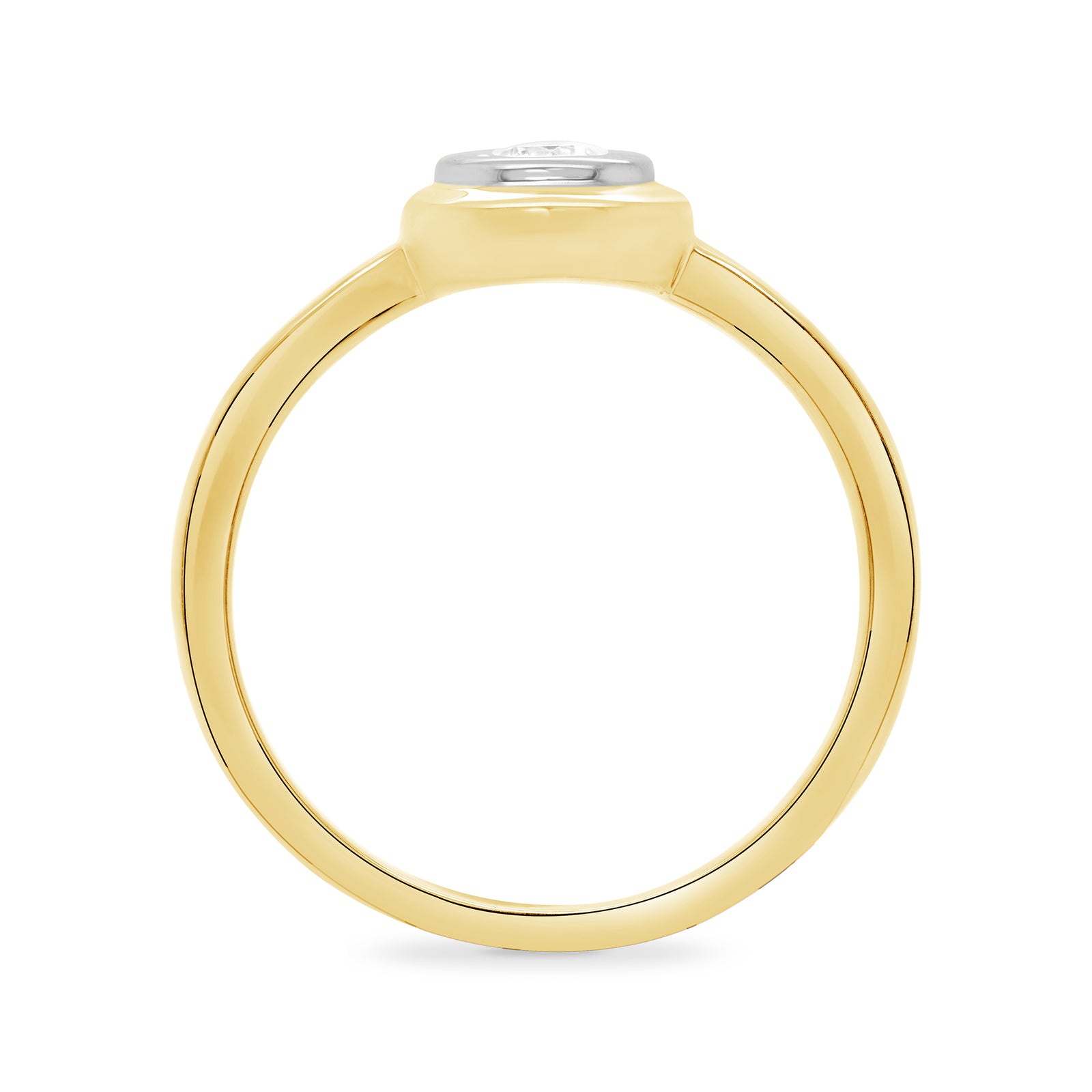 9ct gold single stone donut miracle plate rubover diamond ring 0.15ct
