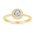 9ct gold single stone donut miracle plate rubover diamond ring 0.15ct