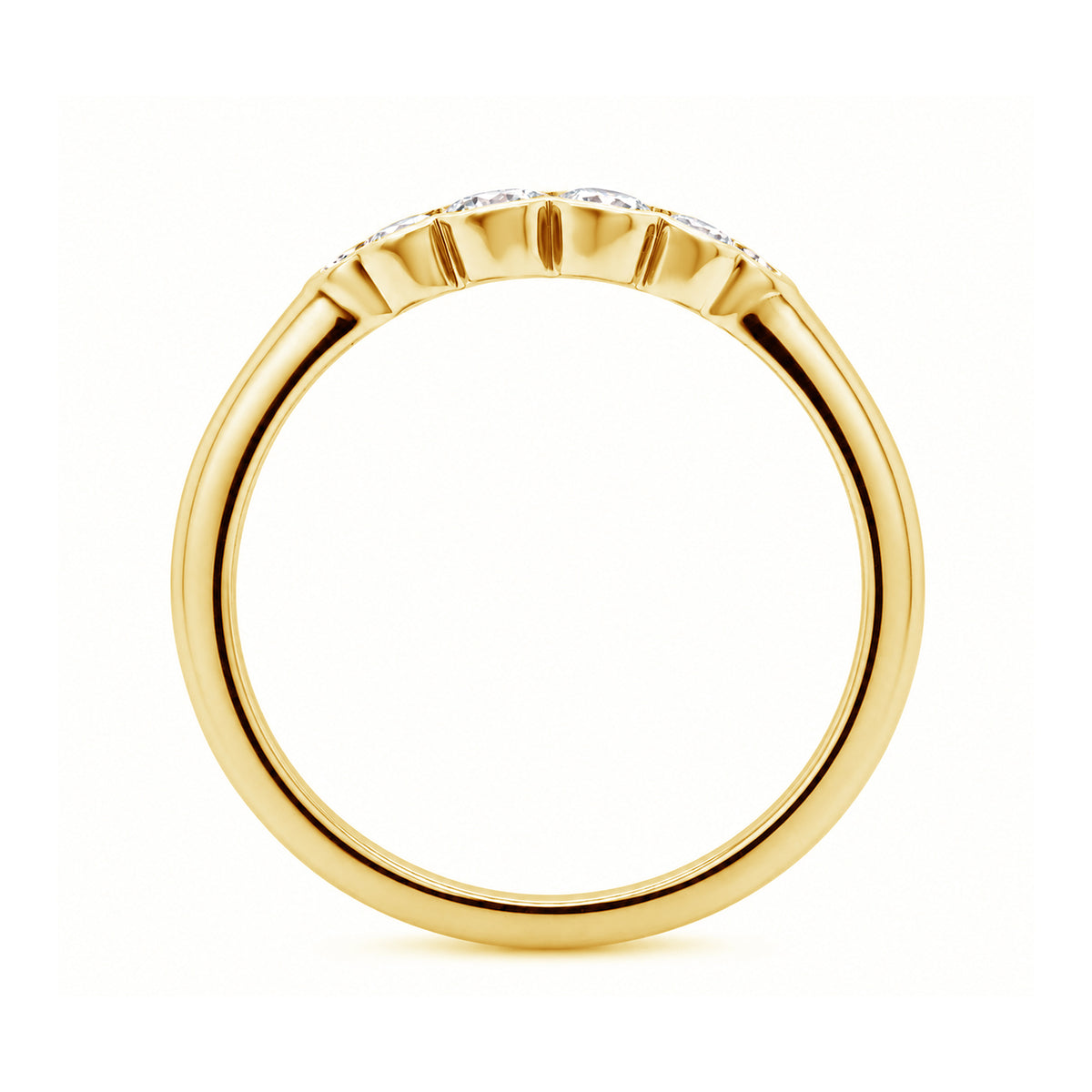 9ct yellow gold five stone rubover diamond ring 0.31ct