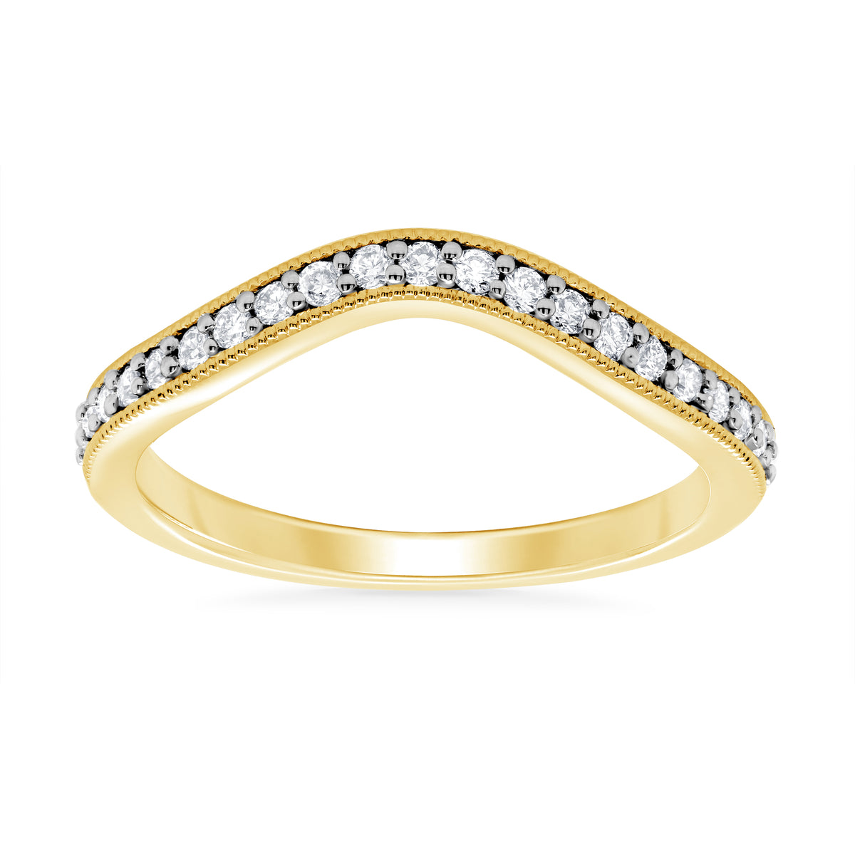 9ct gold curved diamond wishbone ring 0.25ct