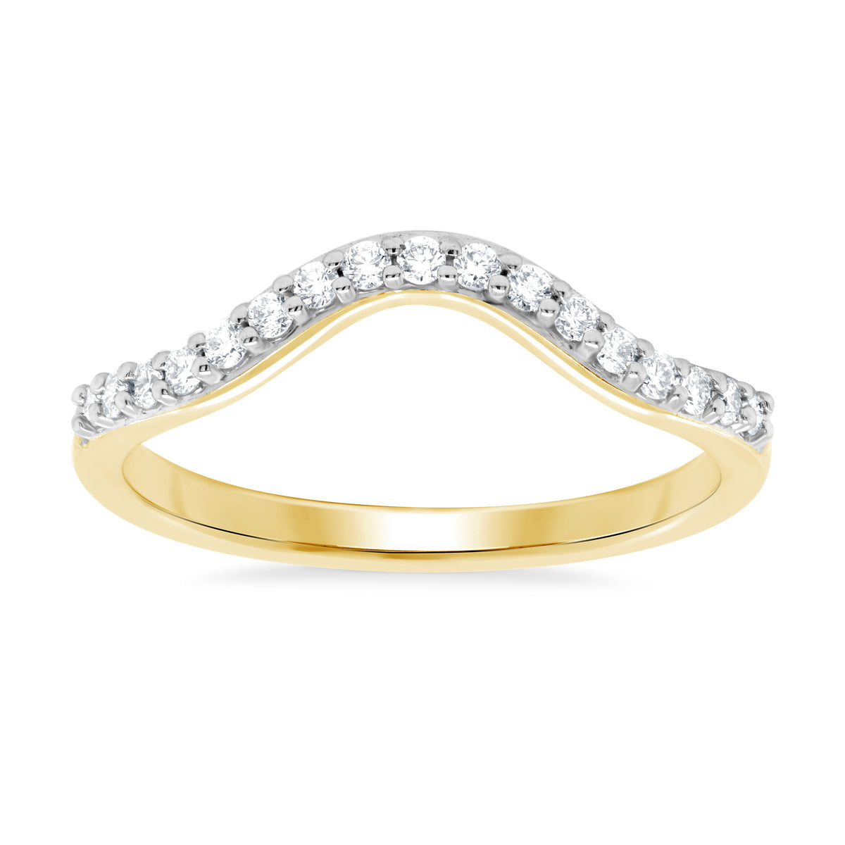 9ct gold curved diamond wishbone ring 0.20ct