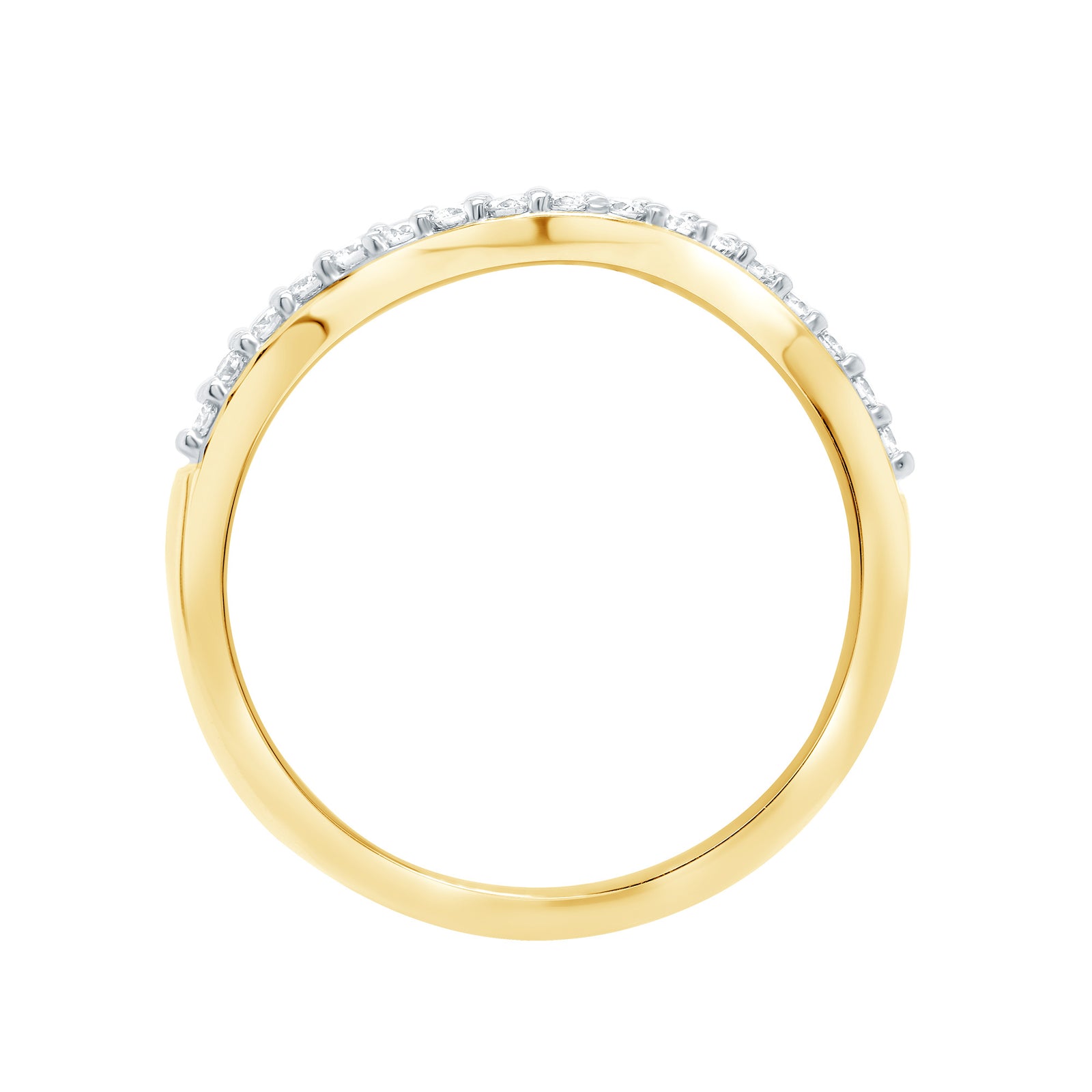 9ct gold curved diamond wishbone ring 0.20ct