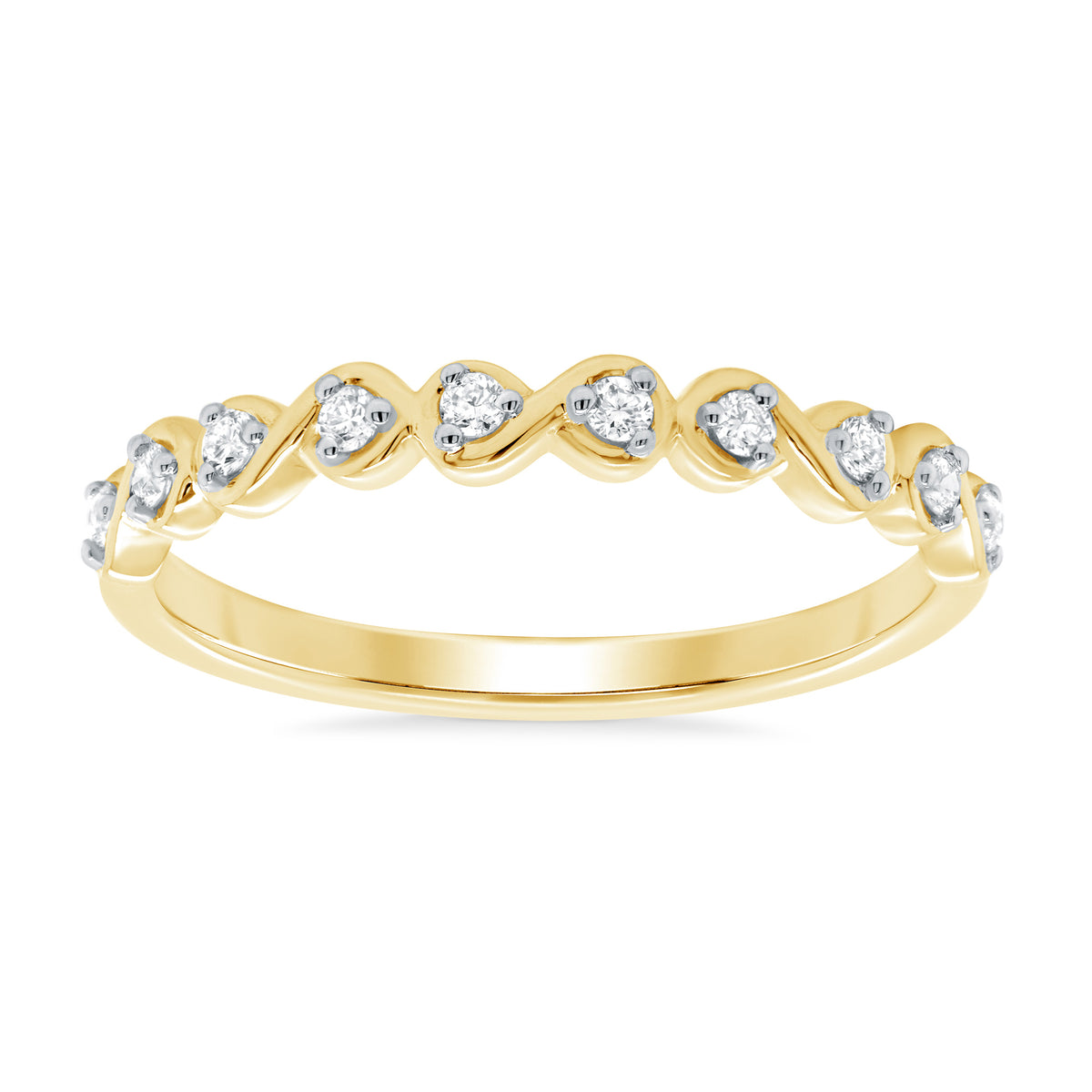 9ct gold infinity pattern diamond half eternity ring 0.13ct
