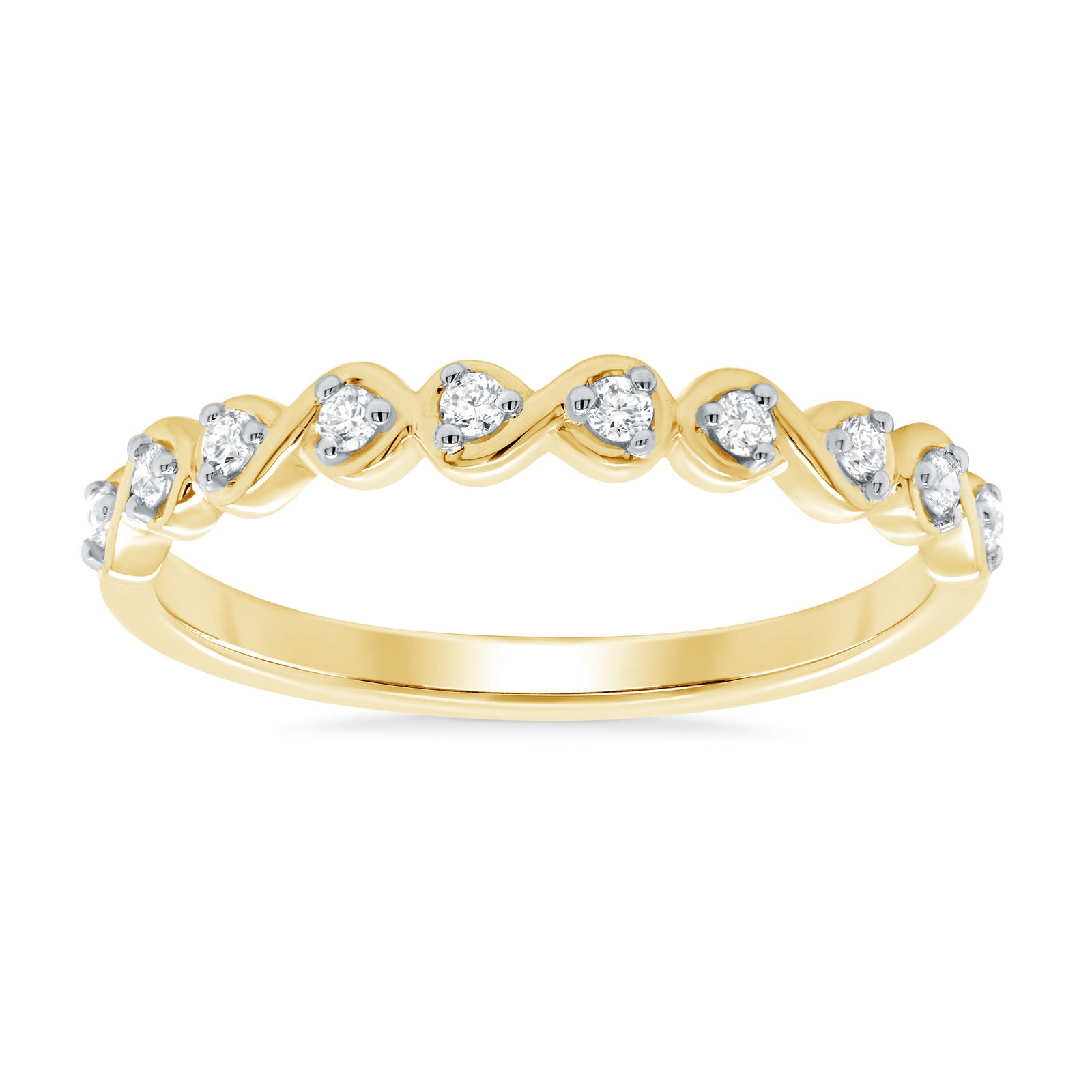 9ct gold infinity pattern diamond half eternity ring 0.13ct