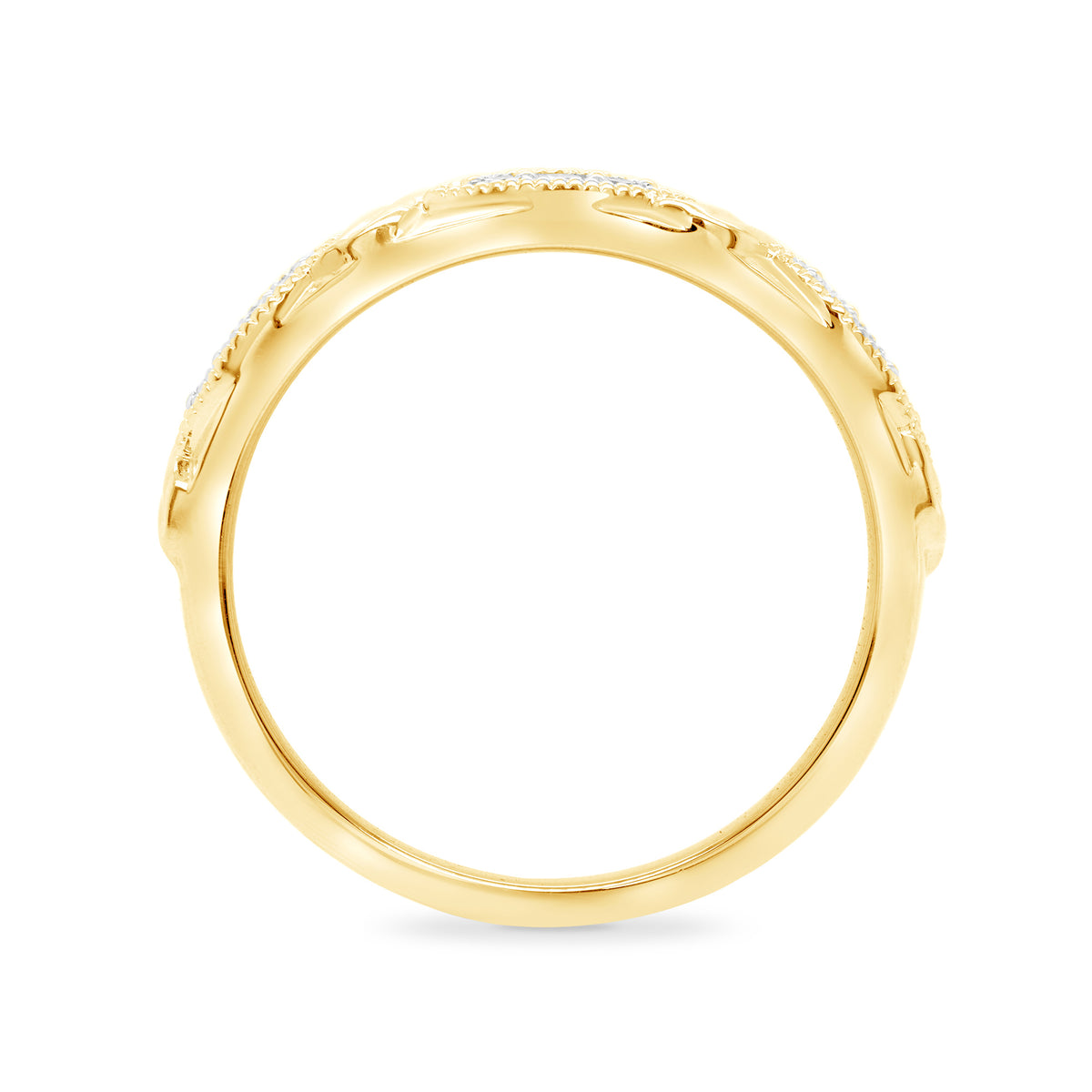 9ct gold infinity pattern diamond half eternity ring 0.13ct