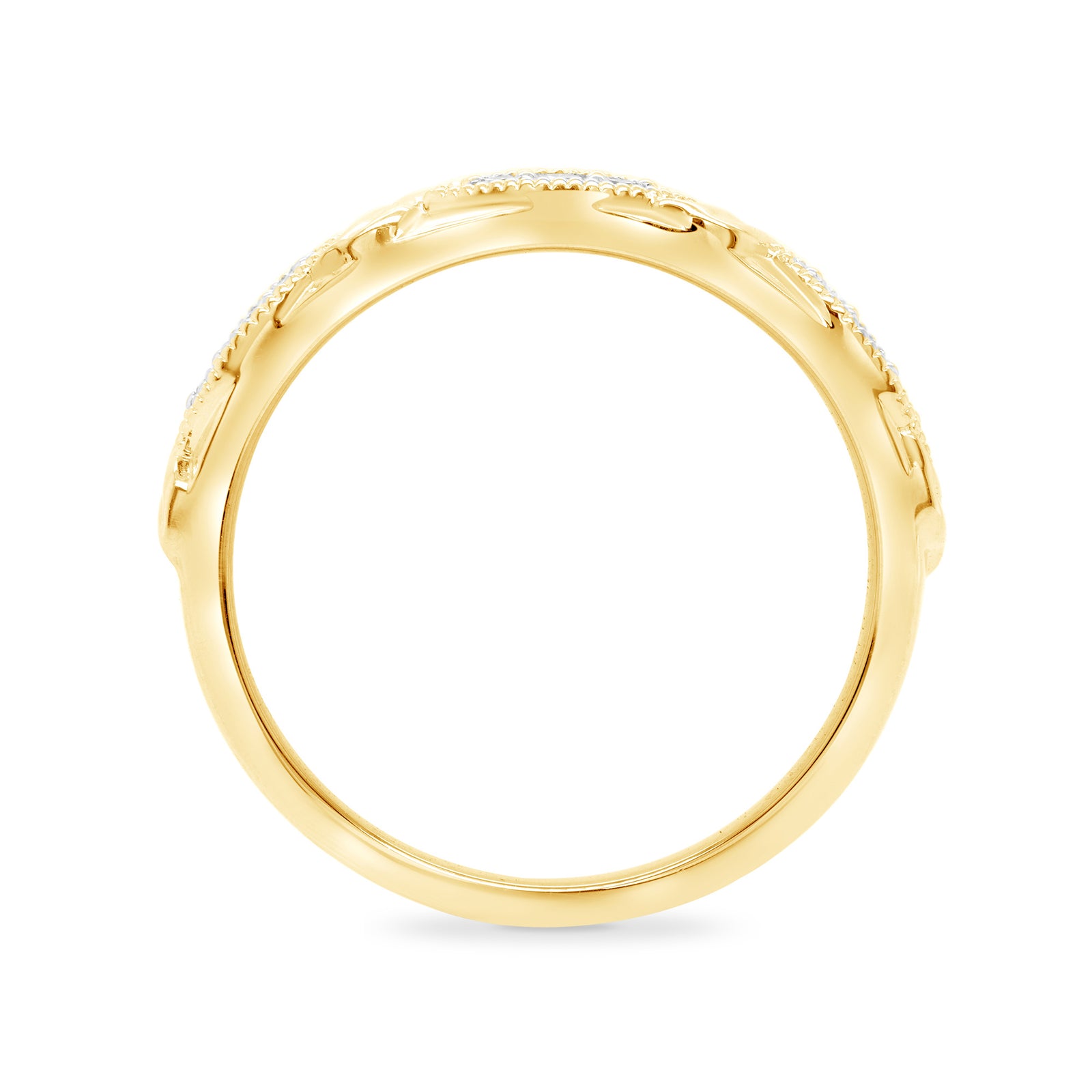 9ct gold infinity pattern diamond half eternity ring 0.13ct