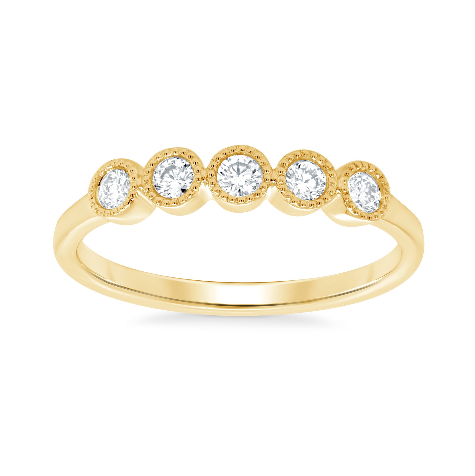 9ct gold 5 stone diamond set 'bubble' style ring 0.26ct