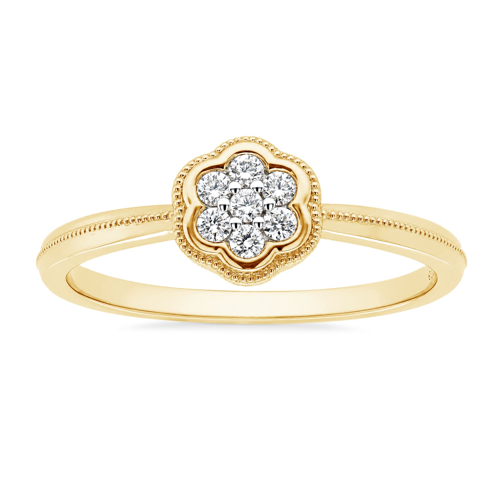 9ct gold diamond cluster ring 0.10ct
