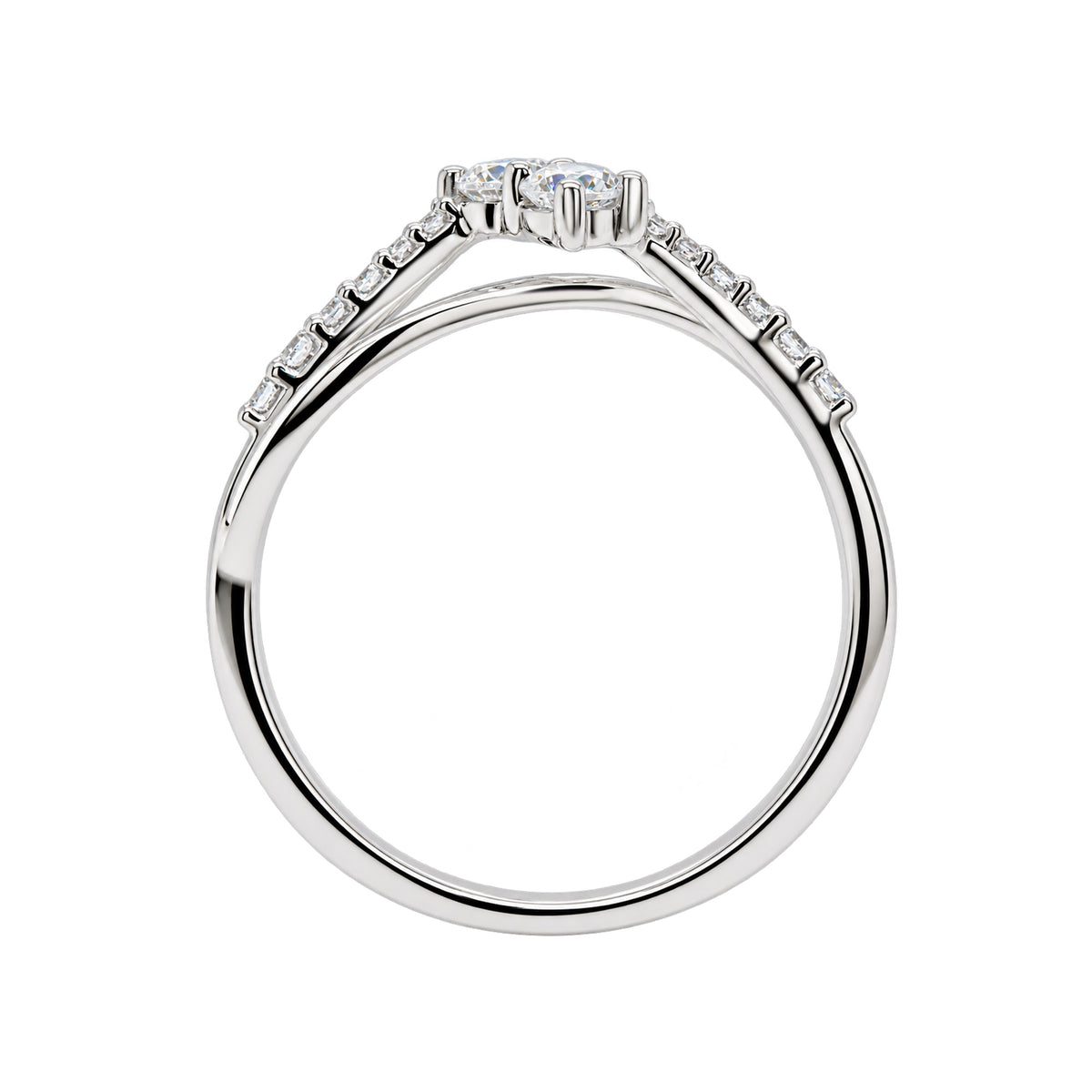 9ct white gold 2 stone diamond cross over ring 0.32cts