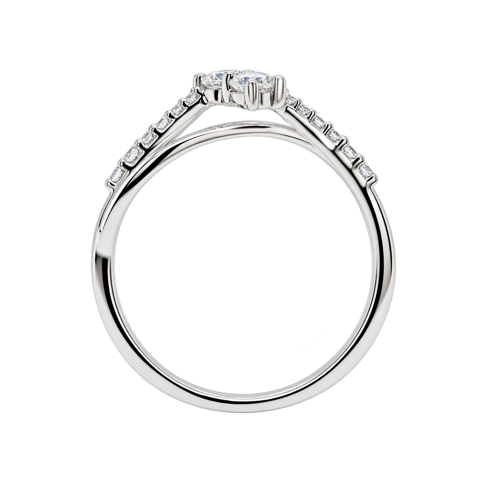 9ct white gold 2 stone diamond cross over ring 0.32cts