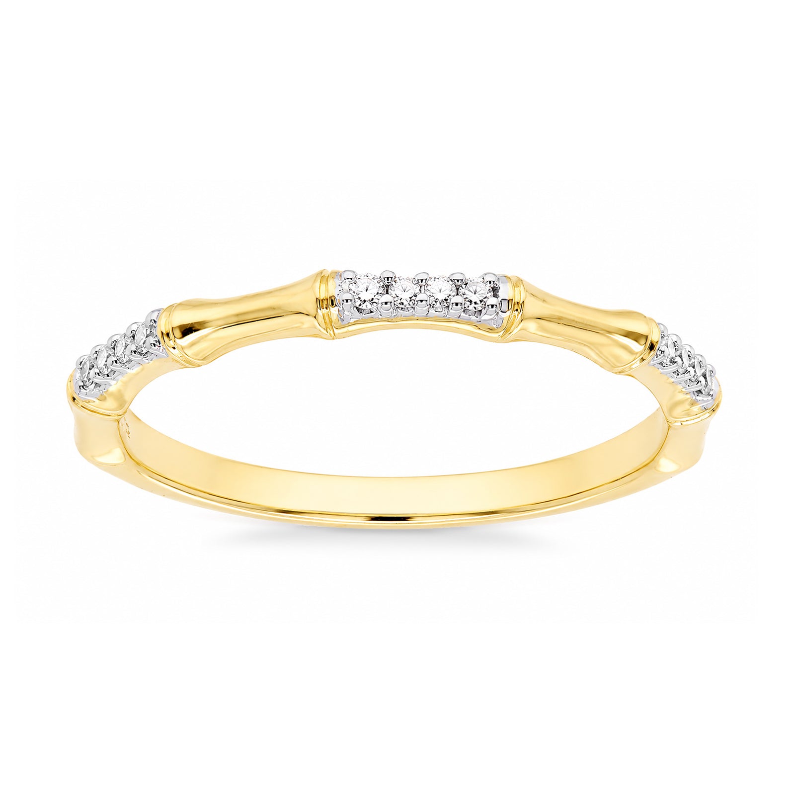 9ct gold 'bone style' diamond half eternity ring 0.05cts