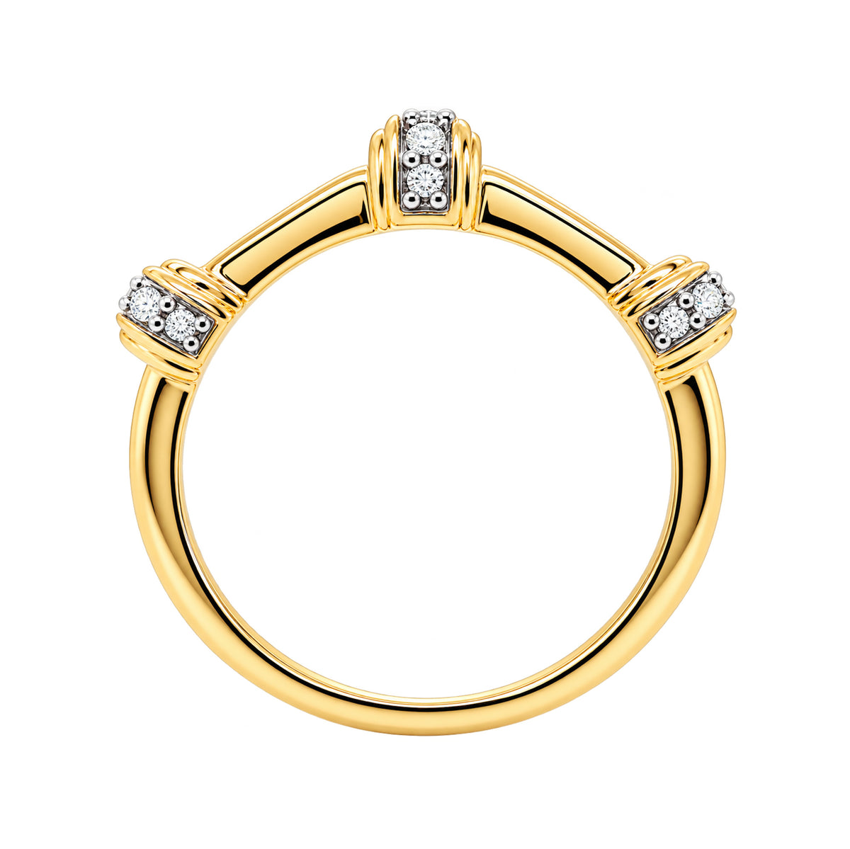 9ct gold triple 'barrel' style ring 0.13ct