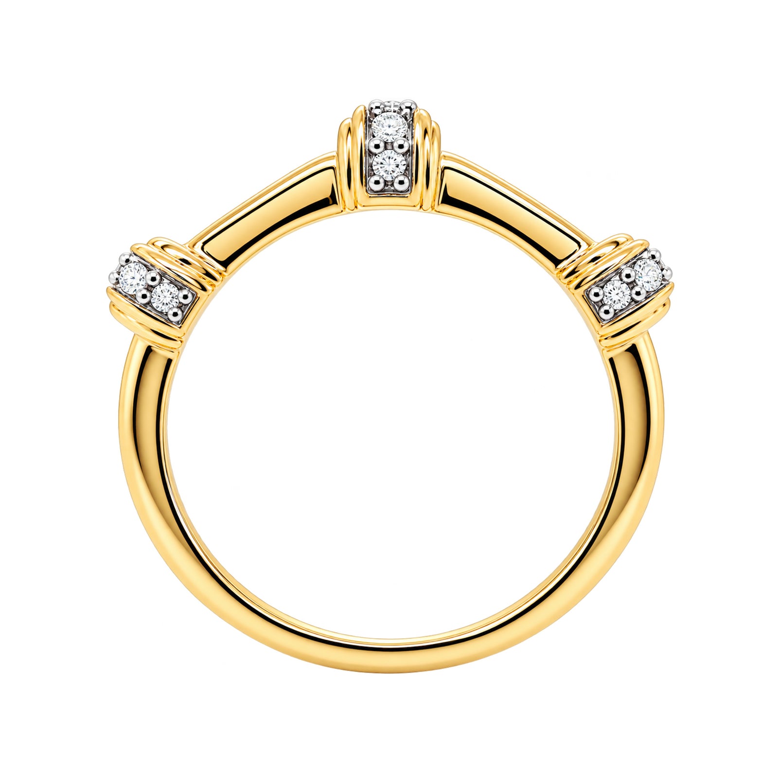 9ct gold triple 'barrel' style ring 0.13ct