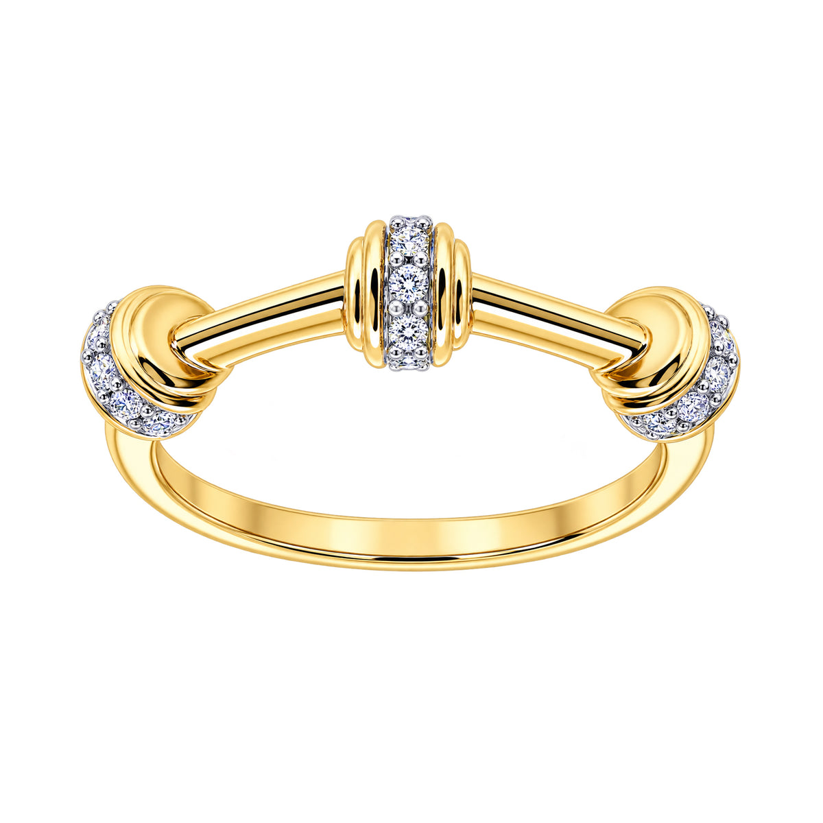 9ct gold triple 'barrel' style ring 0.13ct