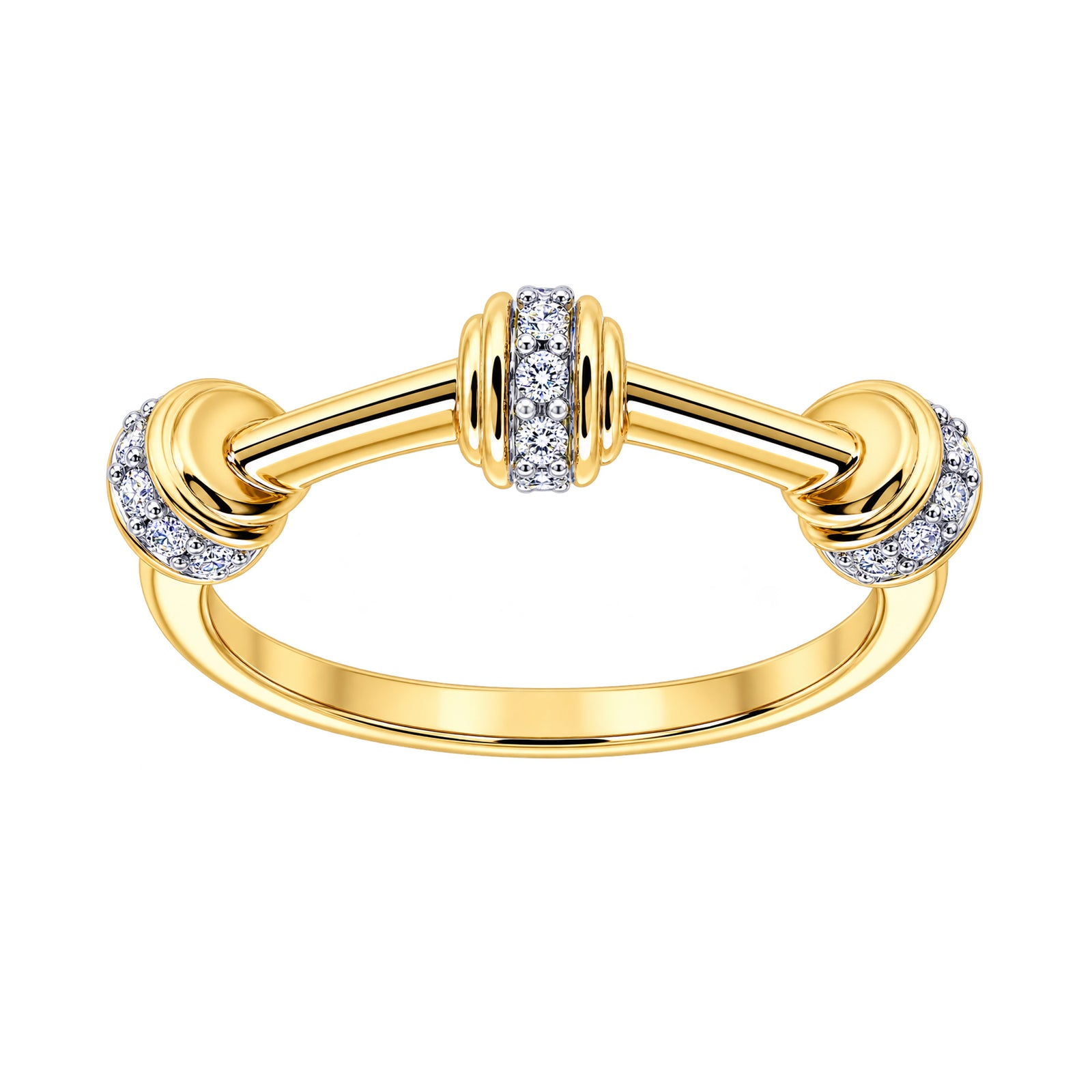 9ct gold triple 'barrel' style ring 0.13ct