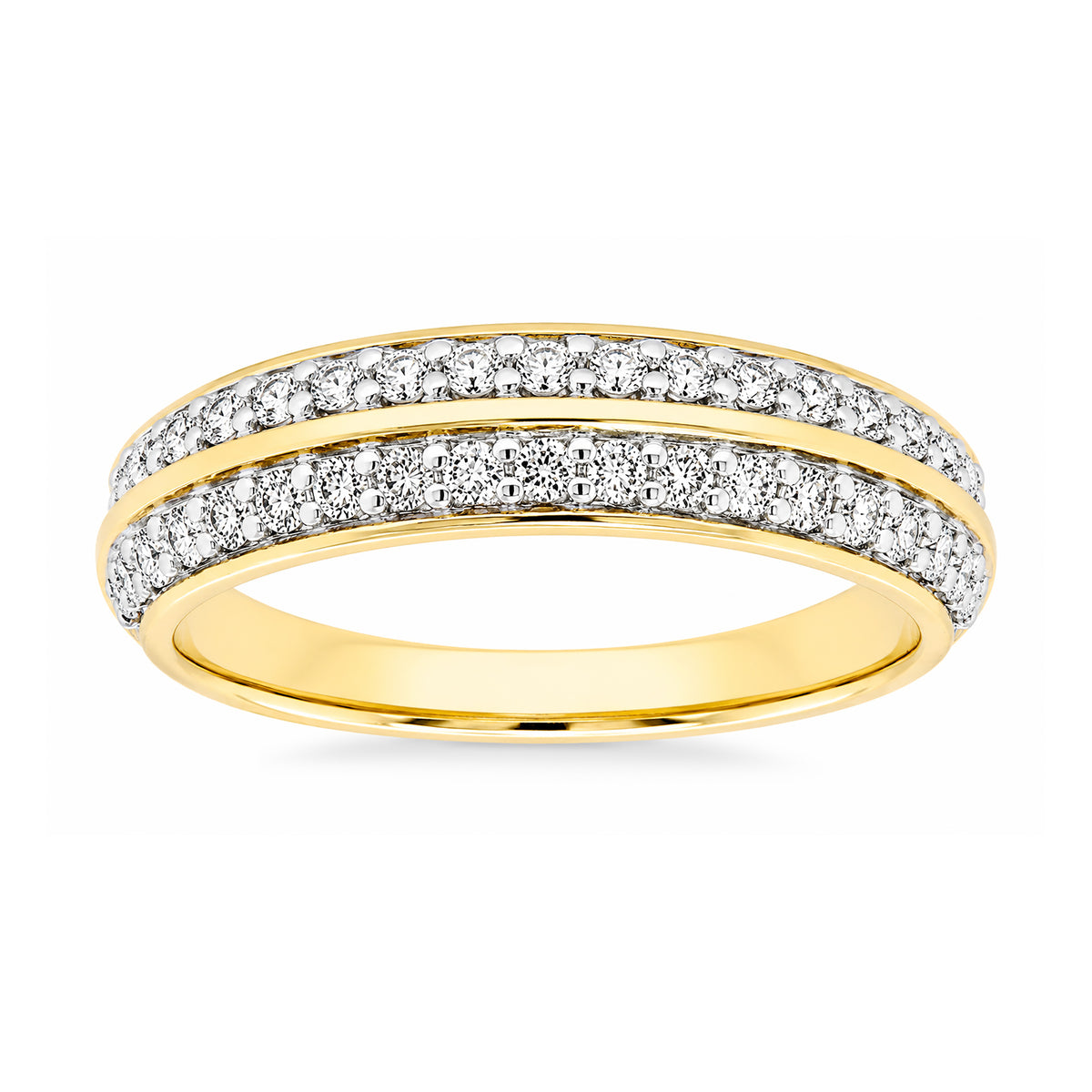 9ct gold 2 row half et diamond ring 0.35cts