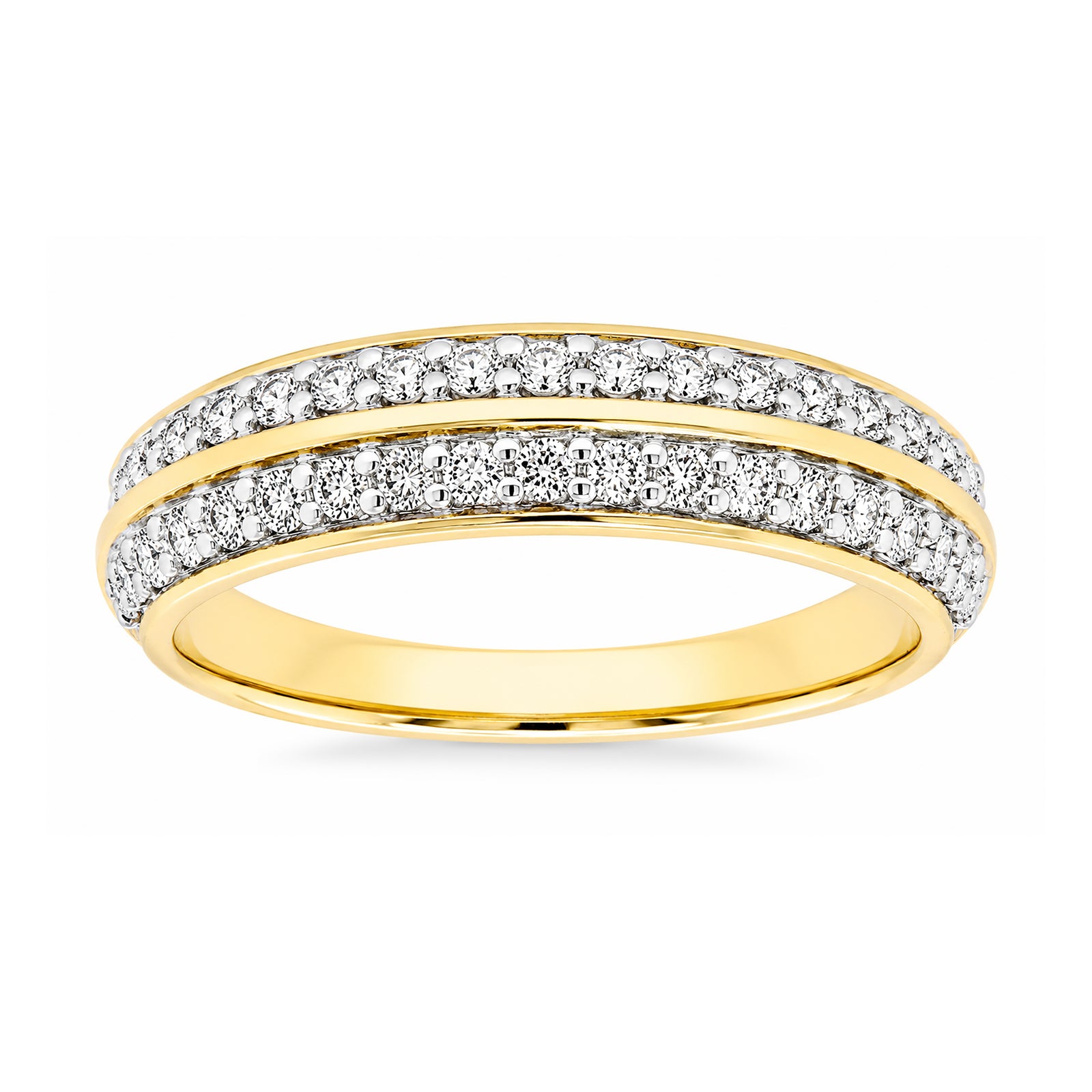 9ct gold 2 row half et diamond ring 0.35cts