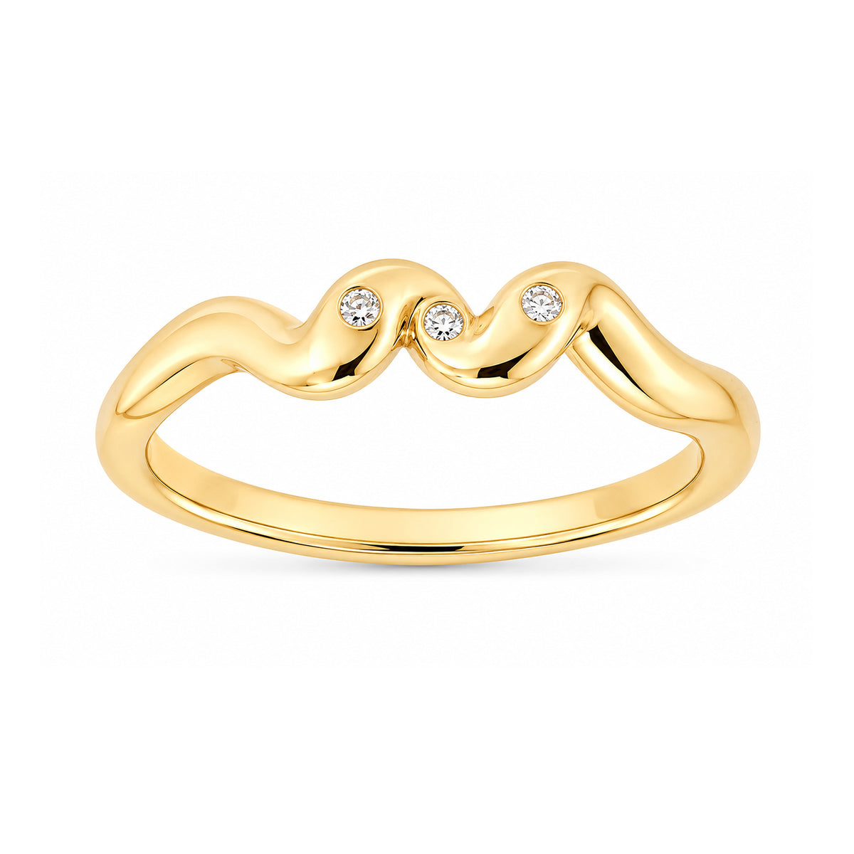 9ct gold diamond wave ring 0.02cts