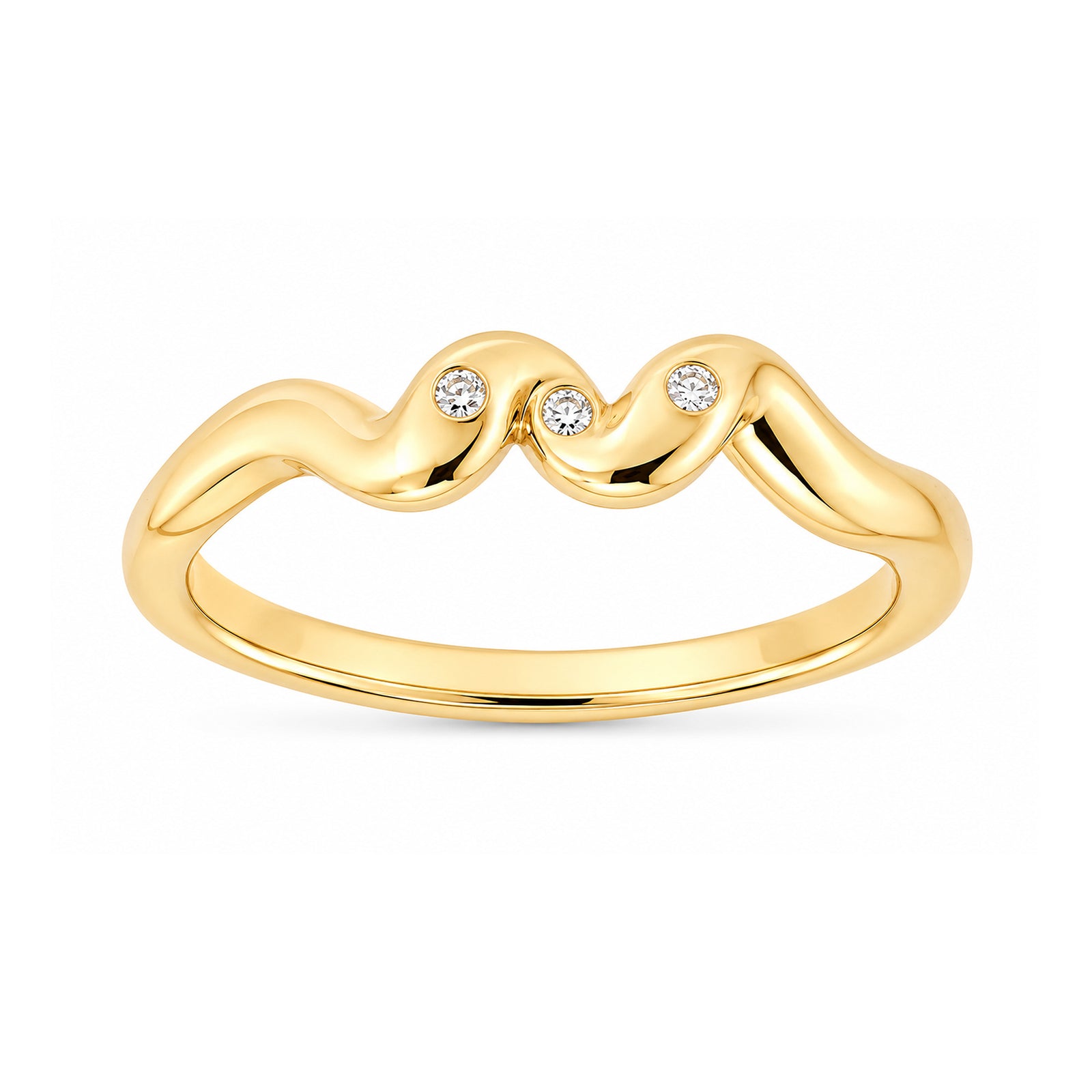 9ct gold diamond wave ring 0.02cts