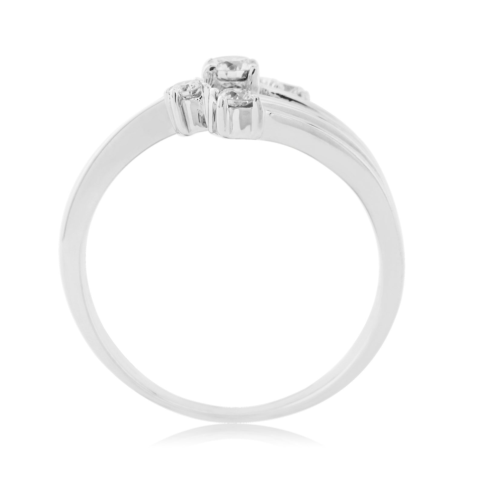 9ct white gold five stone diamond spray ring 0.30ct