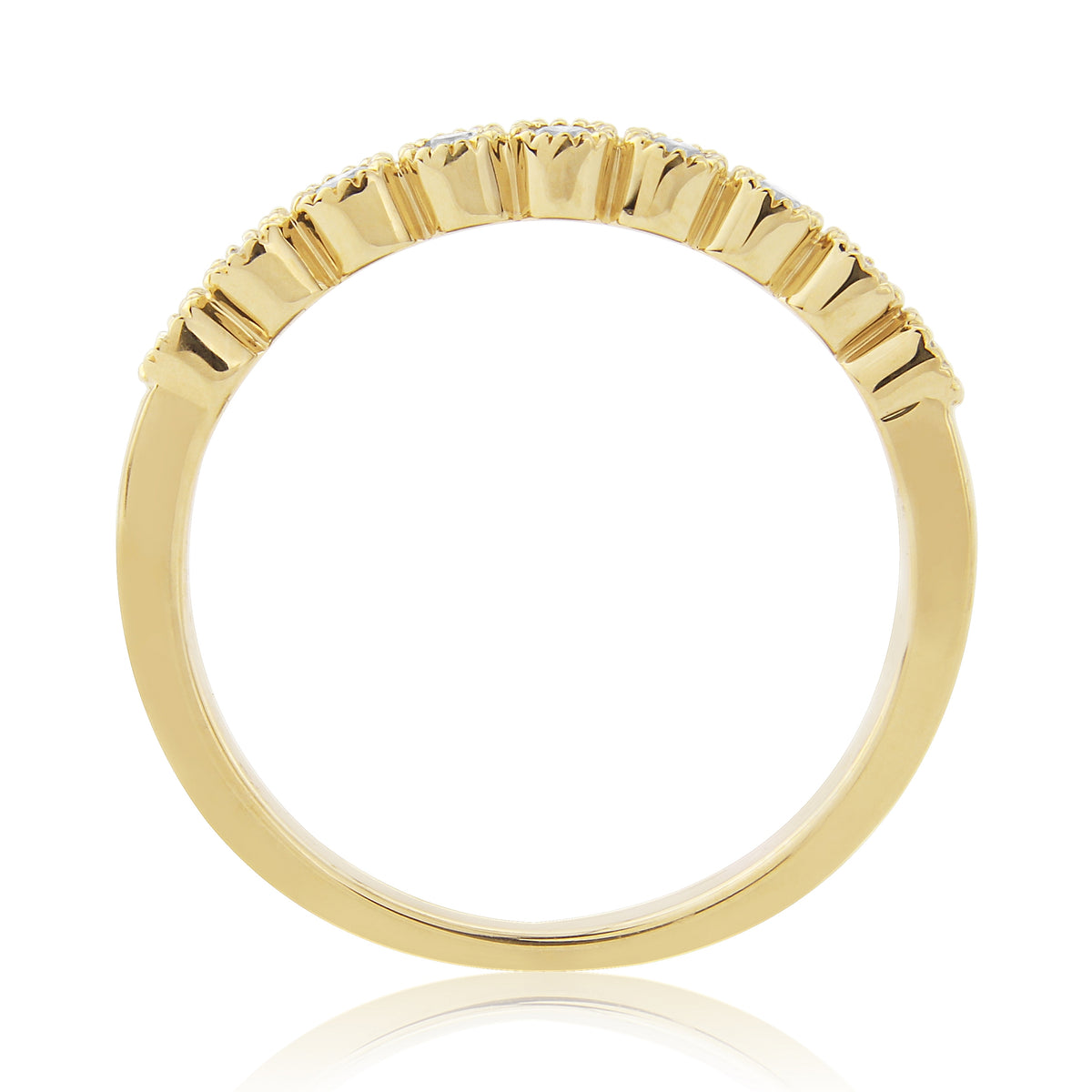 9ct gold milgrain set diamond half eternity ring 0.19ct