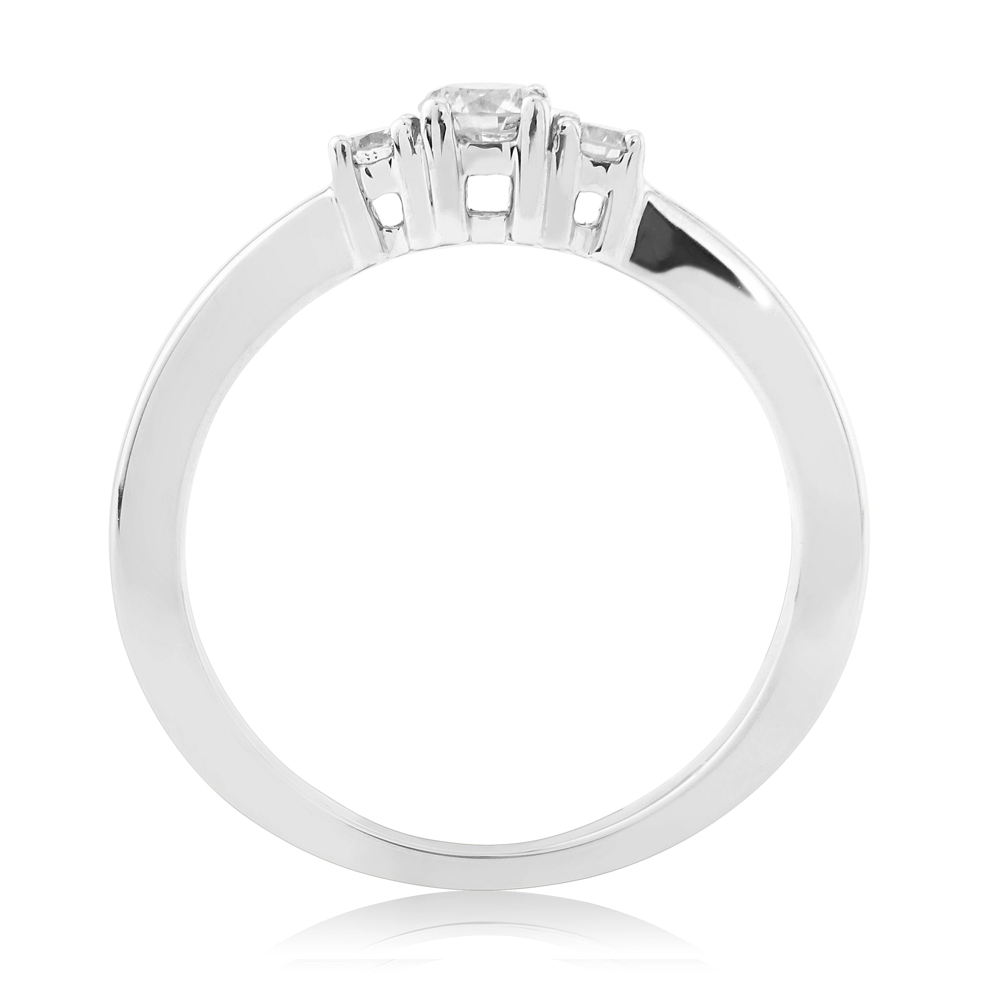 9ct white gold three stone diamond ring 0.33ct