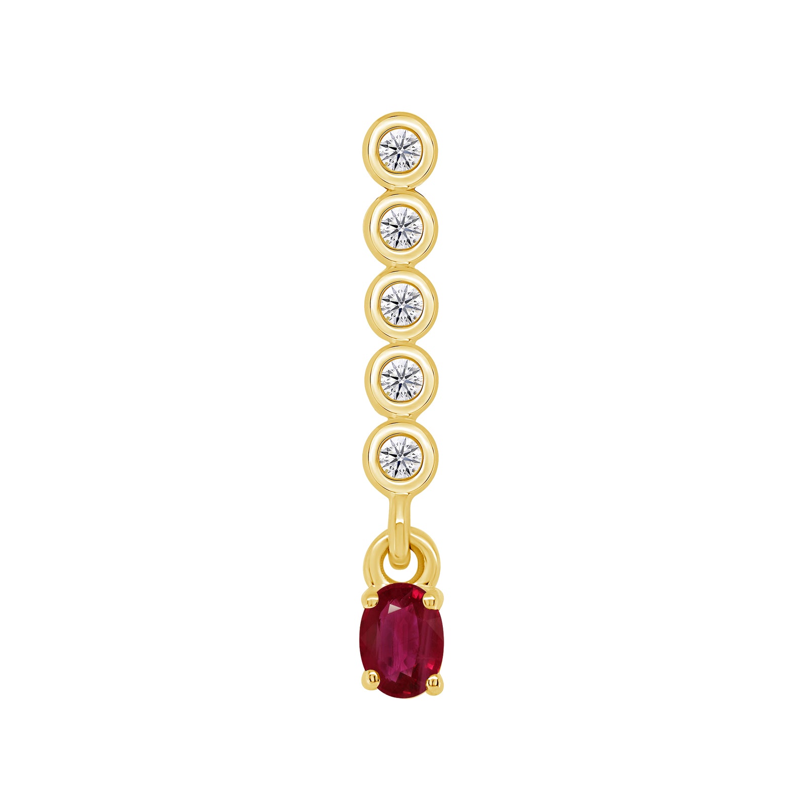 9ct gold 5x4mm oval ruby & diamond pendant 0.10ct