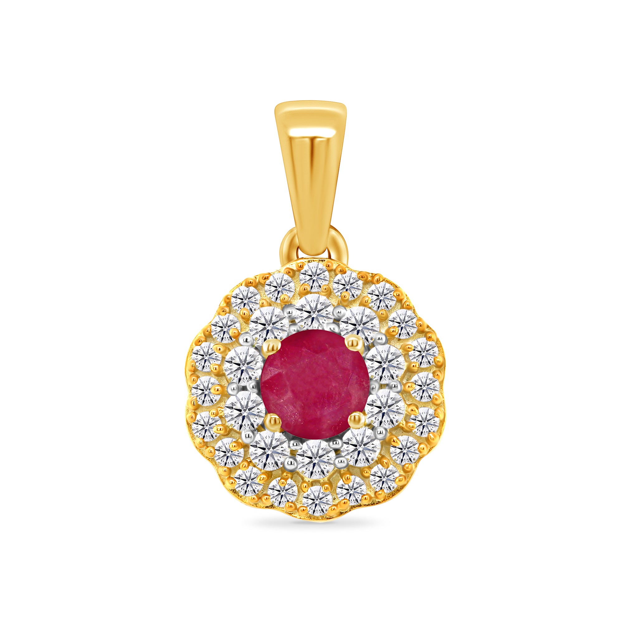 9ct gold 4mm ruby & diamond pendant 0.11ct