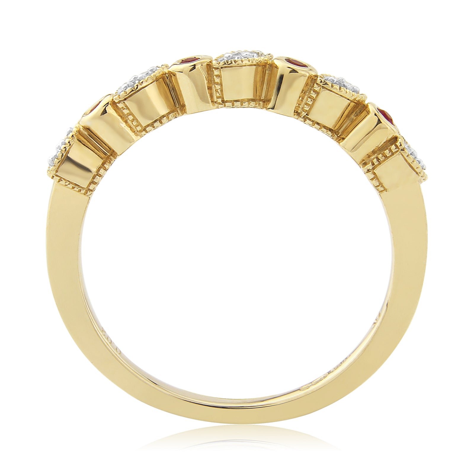 9ct gold ruby & diamond half eternity ring 0.03ct