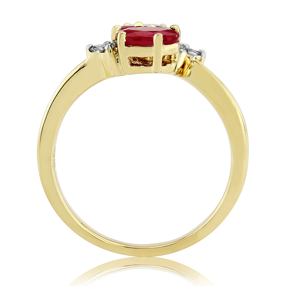 9ct 6x4mm oval rubies & diamond ring 0.10ct