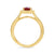 9ct gold 5mm round ruby & diamond cluster ring with diamond set shoulders 0.17ct
