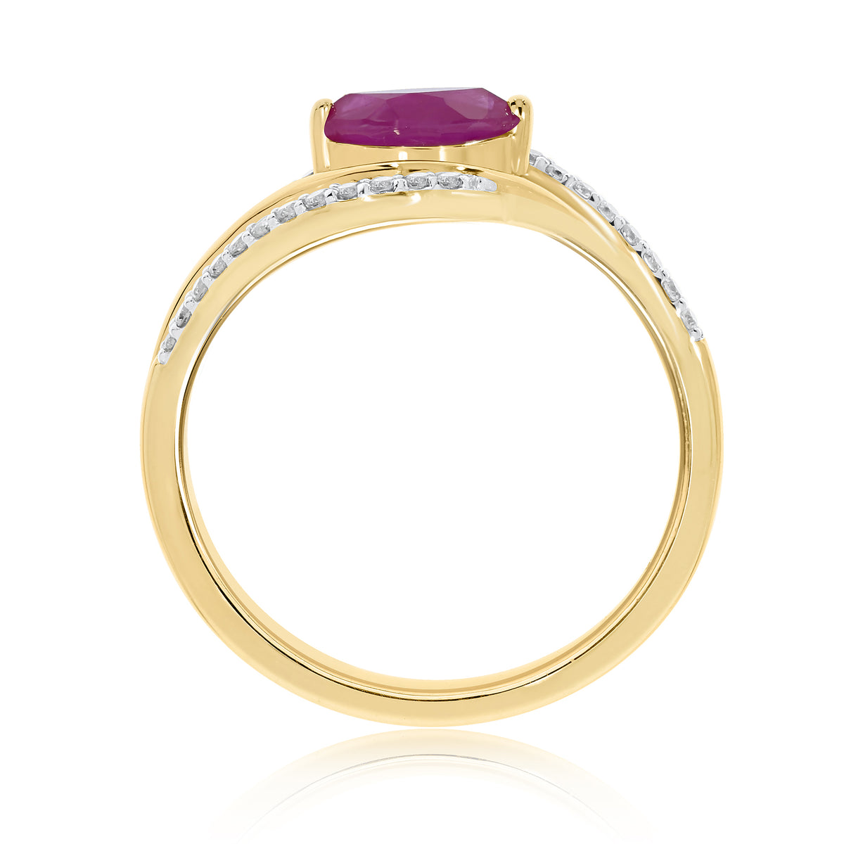 9ct gold 7x3.5mm marquise shape ruby & diamond ring 0.14ct