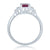 9ct white gold 7x5mm octagon cut ruby & stepped diamond shoulders ring 0.11ct