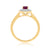 9ct gold 6x4mm oval ruby & two row diamond cluster ring 0.20ct
