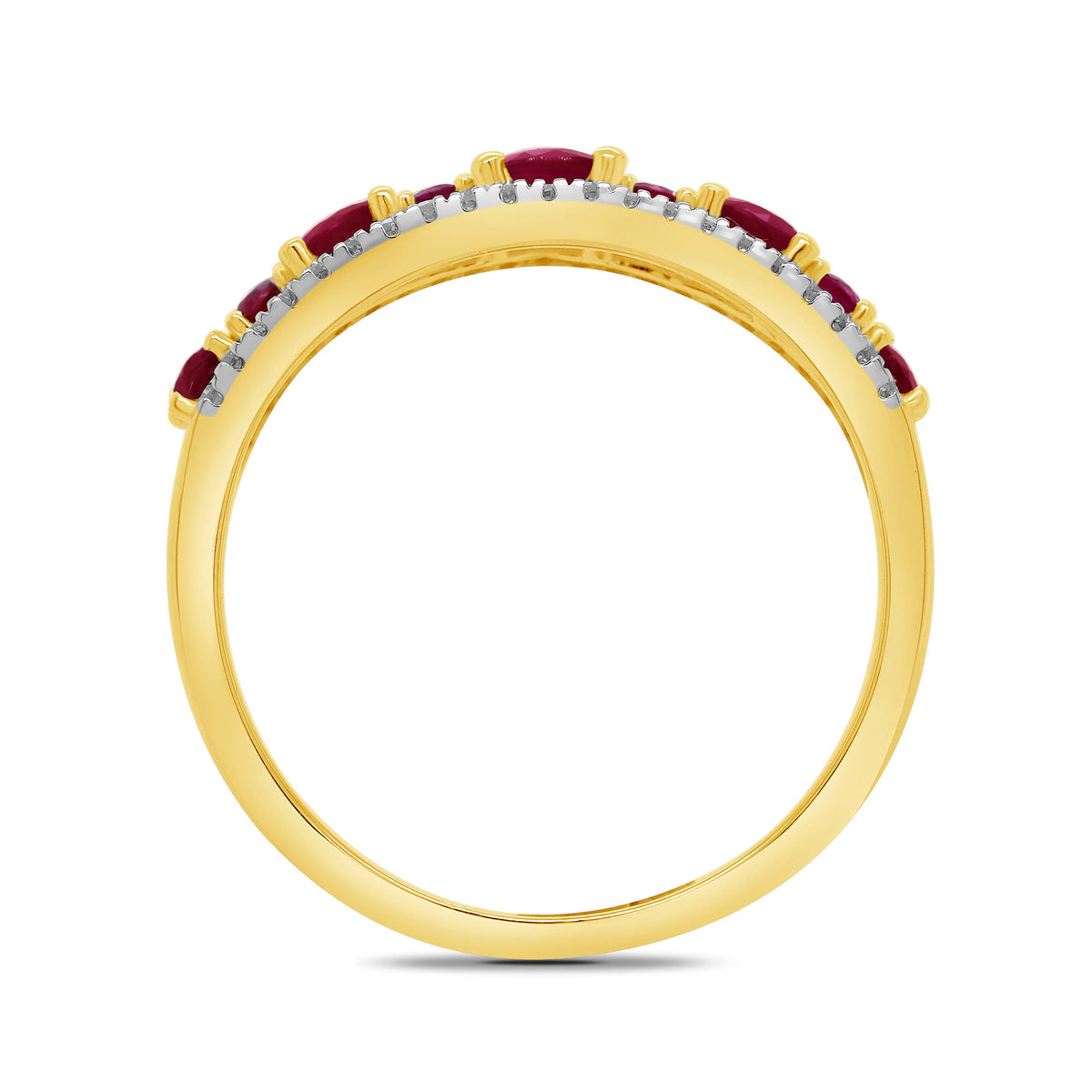 9ct gold ruby & diamond half et ring 0.17ct