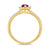 9ct gold 6x4mm pear shape ruby & diamond cluster ring with diamond set shoulders 0.20ct