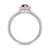 9ct white gold 6x4mm pear shape ruby & diamond cluster ring with diamond set shoulders 0.20ct
