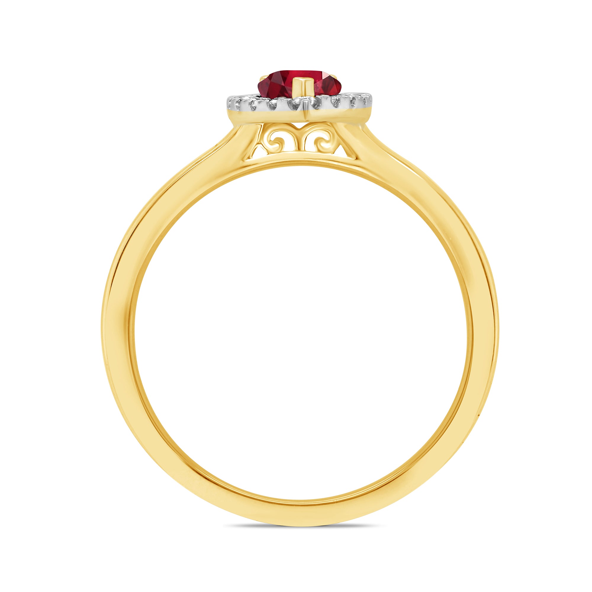 9ct gold 6x4mm pear shape ruby & diamond cluster ring  0.10ct
